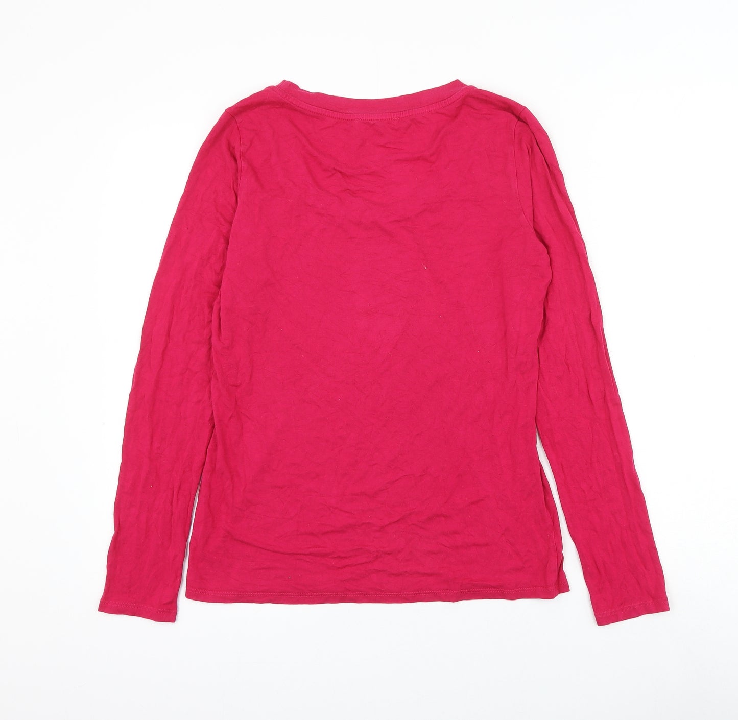 Per Una Womens Pink Polyester Basic Blouse Size 12 Scoop Neck