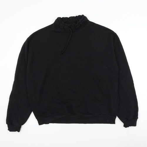 Topshop Womens Black Cotton Pullover Sweatshirt Size 10 Pullover