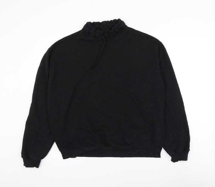 Topshop Womens Black Cotton Pullover Sweatshirt Size 10 Pullover