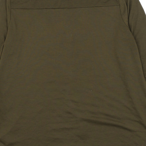 H&M Womens Green Polyester Basic Button-Up Size M Round Neck