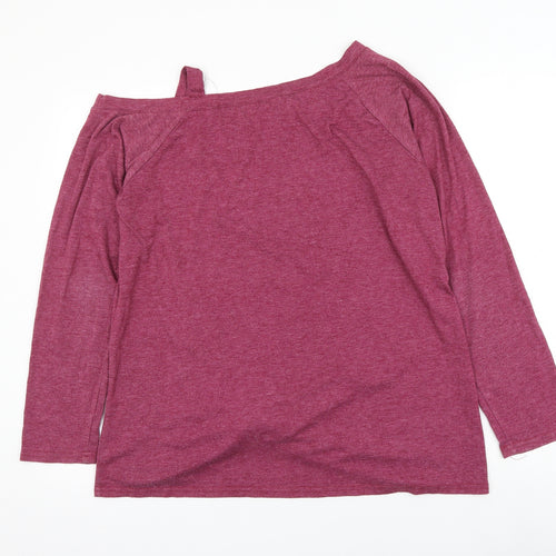 prew Womens Pink Polyester Basic Blouse Size L Boat Neck - Cold Shoulder Knot Front