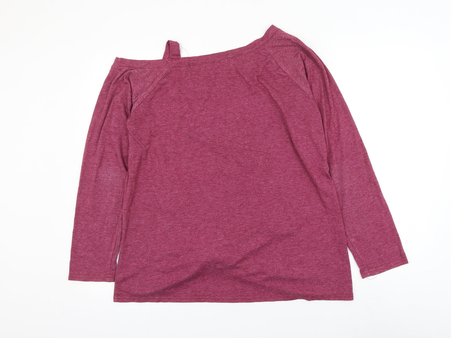 prew Womens Pink Polyester Basic Blouse Size L Boat Neck - Cold Shoulder Knot Front