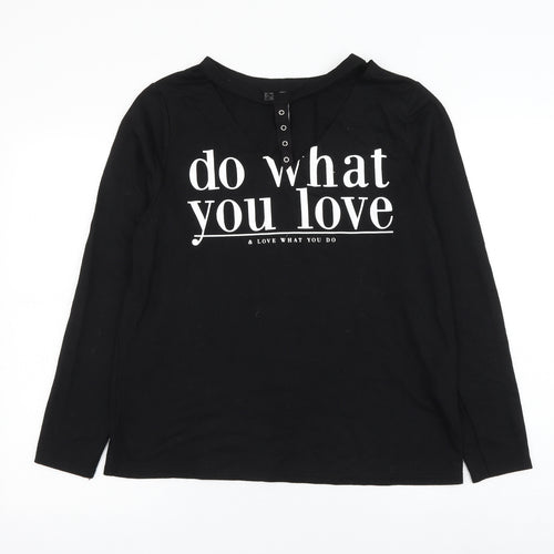 Rainbow Womens Black Polyester Basic T-Shirt Size M V-Neck - Do What You Love