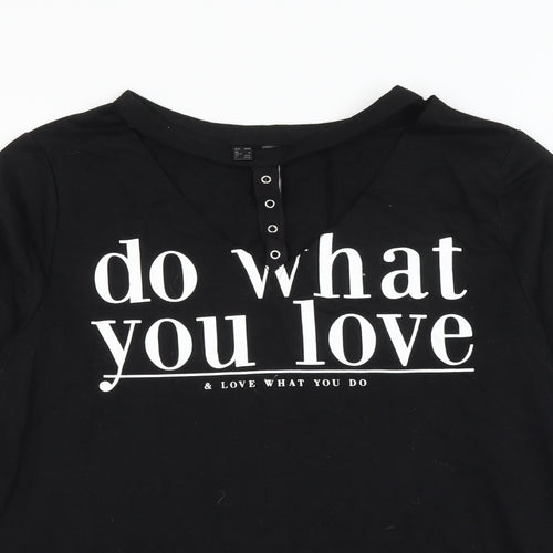 Rainbow Womens Black Polyester Basic T-Shirt Size M V-Neck - Do What You Love