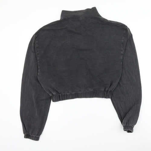 Boohoo Womens Grey Cotton Pullover Sweatshirt Size S Button