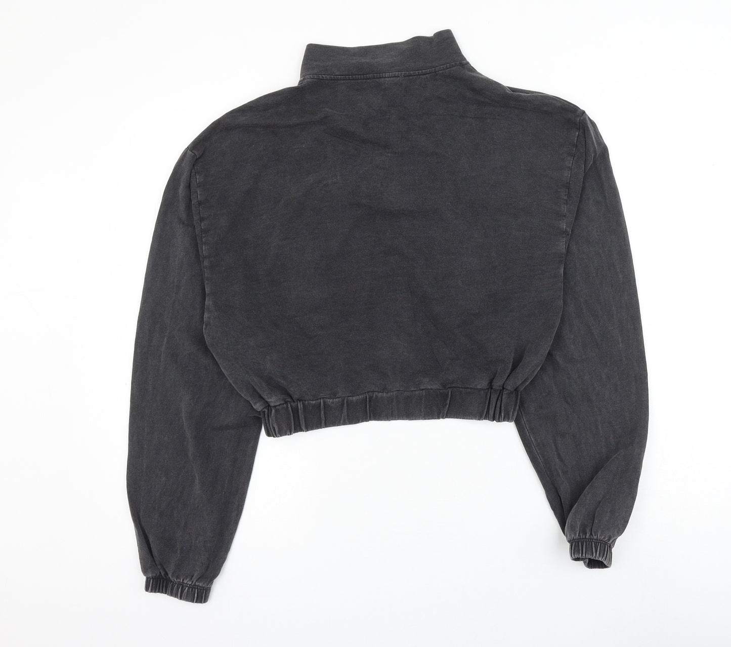 Boohoo Womens Grey Cotton Pullover Sweatshirt Size S Button