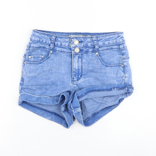 newloo Womens Blue Cotton Hot Pants Shorts Size 8 L3 in Regular Zip