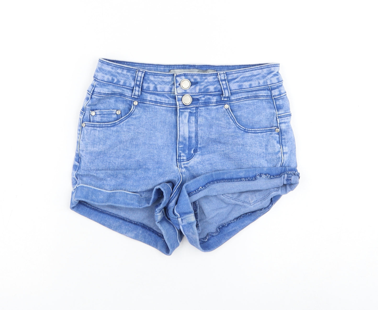newloo Womens Blue Cotton Hot Pants Shorts Size 8 L3 in Regular Zip