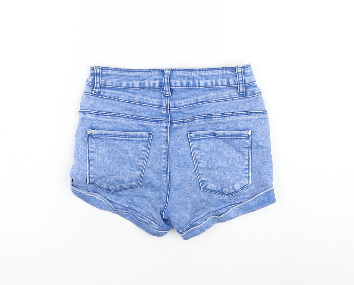 newloo Womens Blue Cotton Hot Pants Shorts Size 8 L3 in Regular Zip