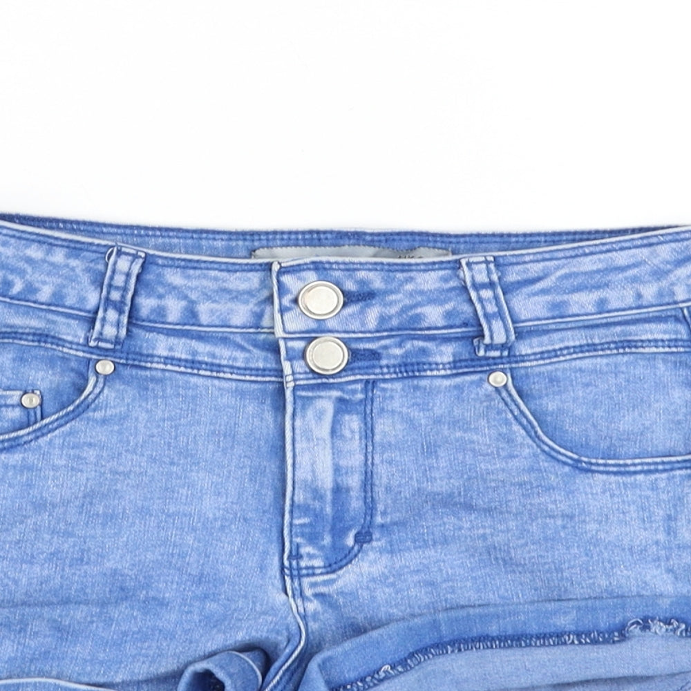 newloo Womens Blue Cotton Hot Pants Shorts Size 8 L3 in Regular Zip