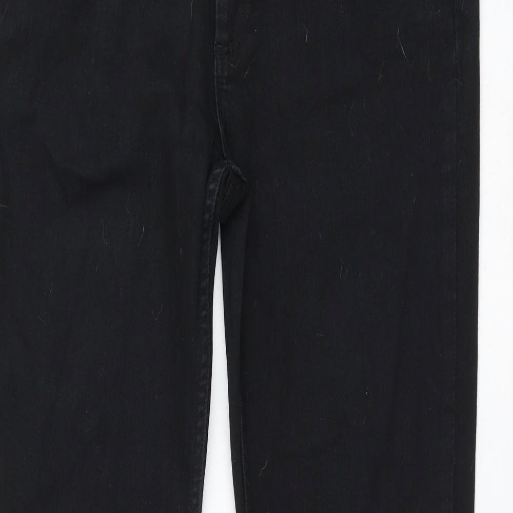 Topshop Womens Black Cotton Bootcut Jeans Size 14 L34 in Regular Zip