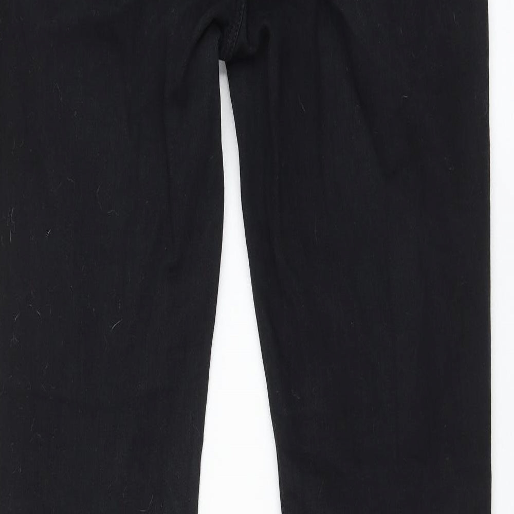 Topshop Womens Black Cotton Bootcut Jeans Size 14 L34 in Regular Zip