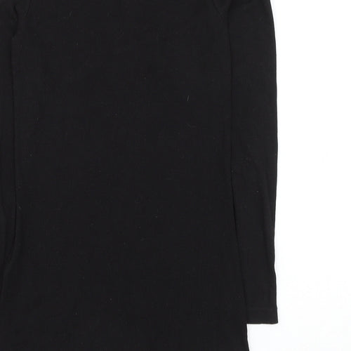 H&M Womens Black Polyester Basic T-Shirt Size S Round Neck - Cold Shoulder