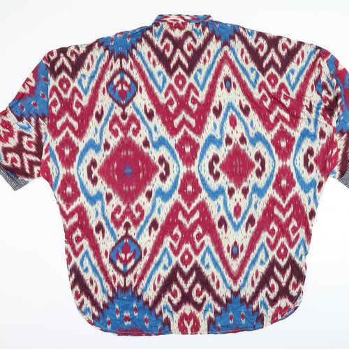 Sana Safinaz Womens Multicoloured Geometric Viscose Basic Blouse Size M V-Neck