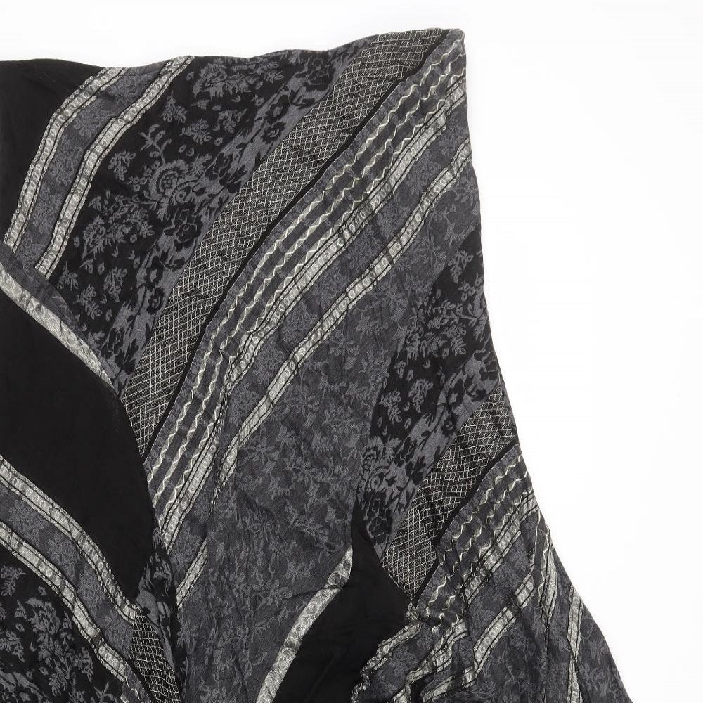 Per Una Womens Black Geometric Viscose A-Line Skirt Size 16 Zip