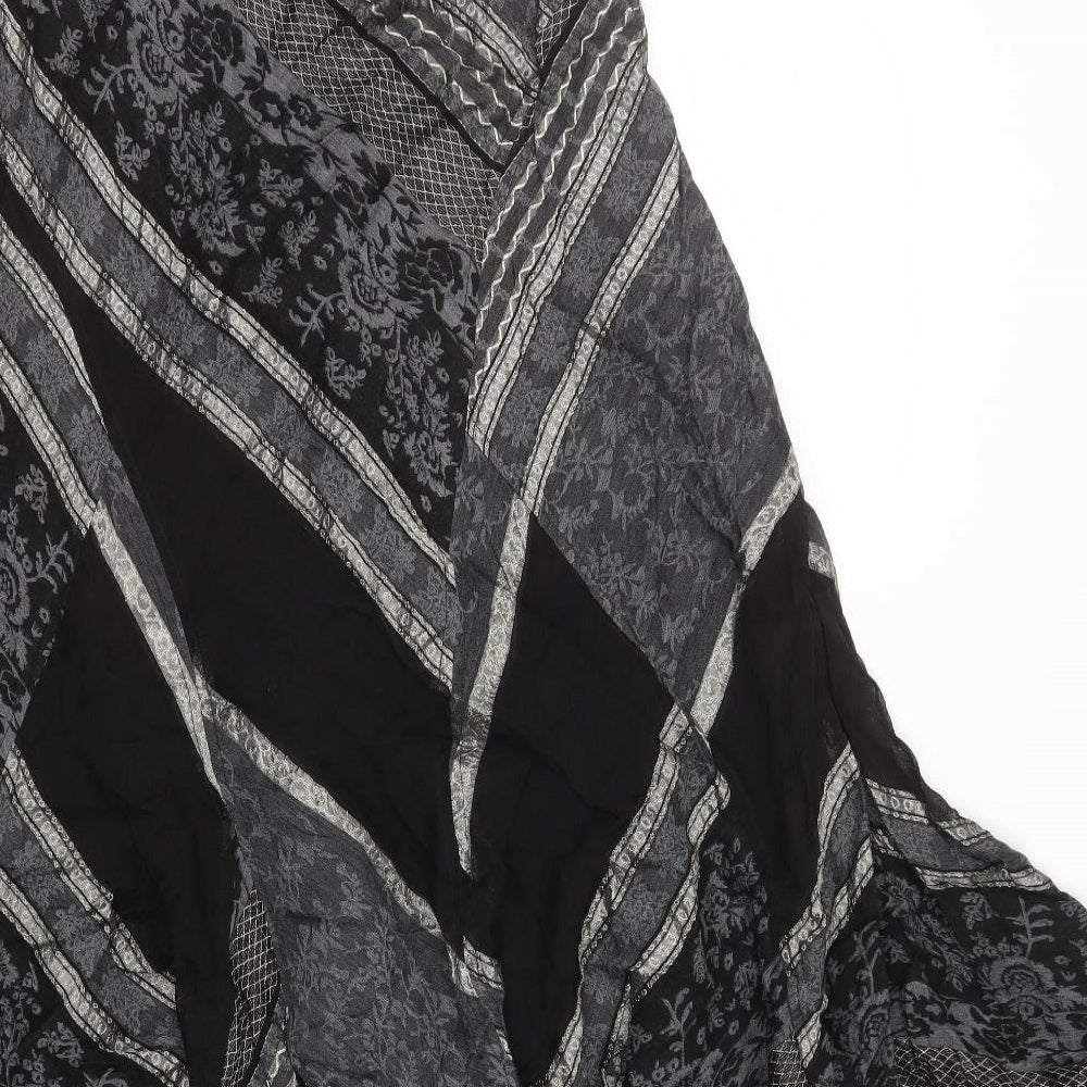 Per Una Womens Black Geometric Viscose A-Line Skirt Size 16 Zip
