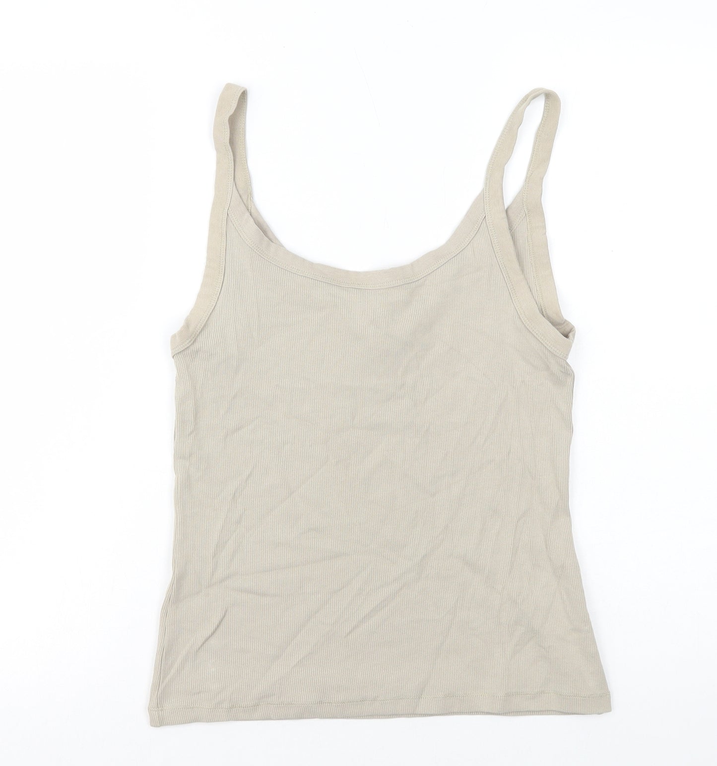 H&M Womens Grey Cotton Camisole Tank Size L Scoop Neck