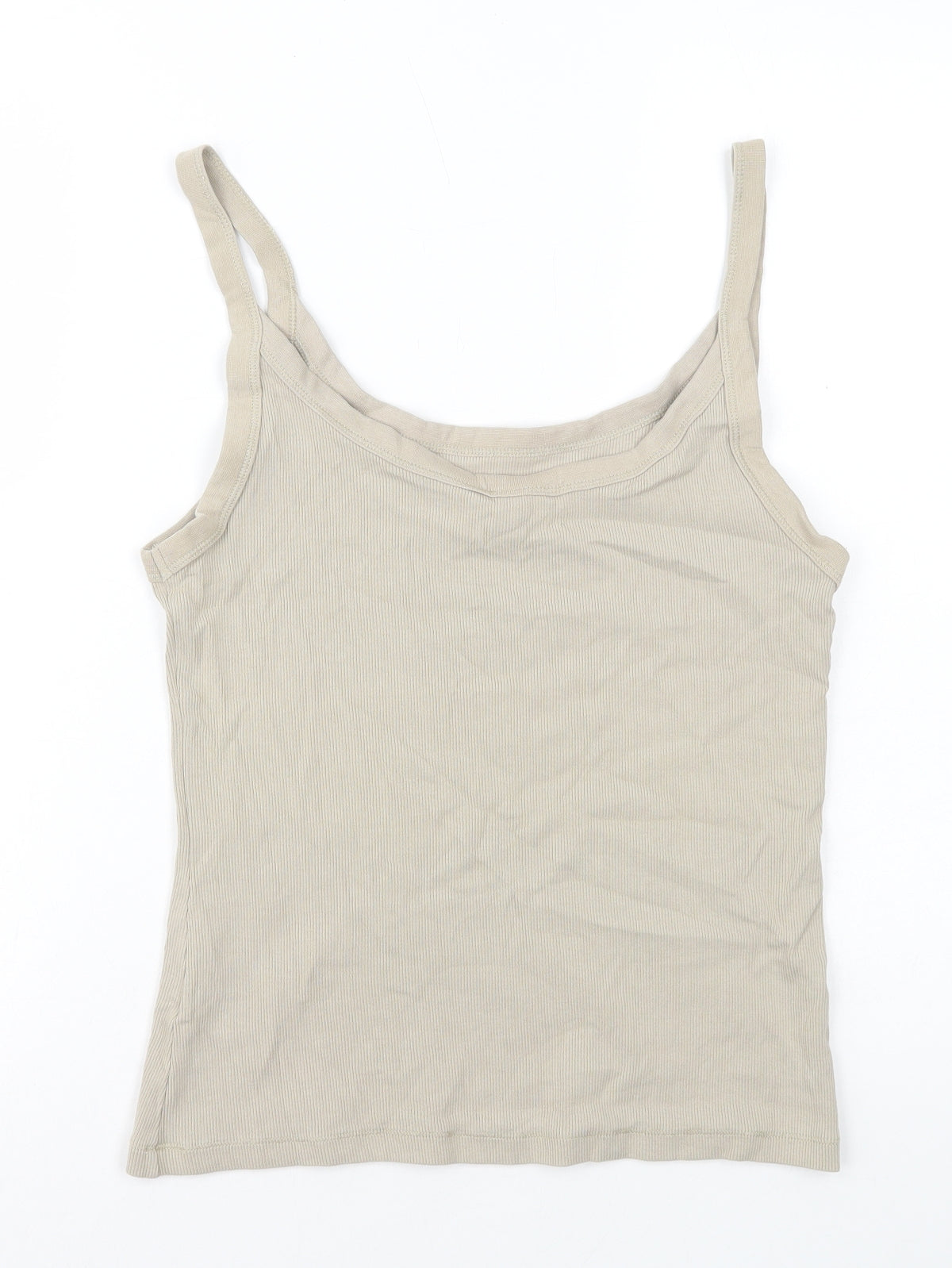 H&M Womens Grey Cotton Camisole Tank Size L Scoop Neck