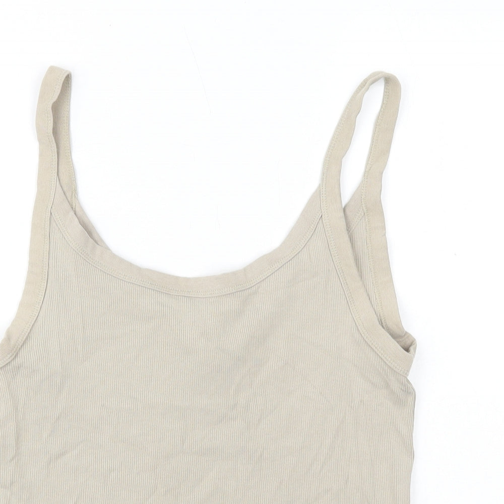 H&M Womens Grey Cotton Camisole Tank Size L Scoop Neck