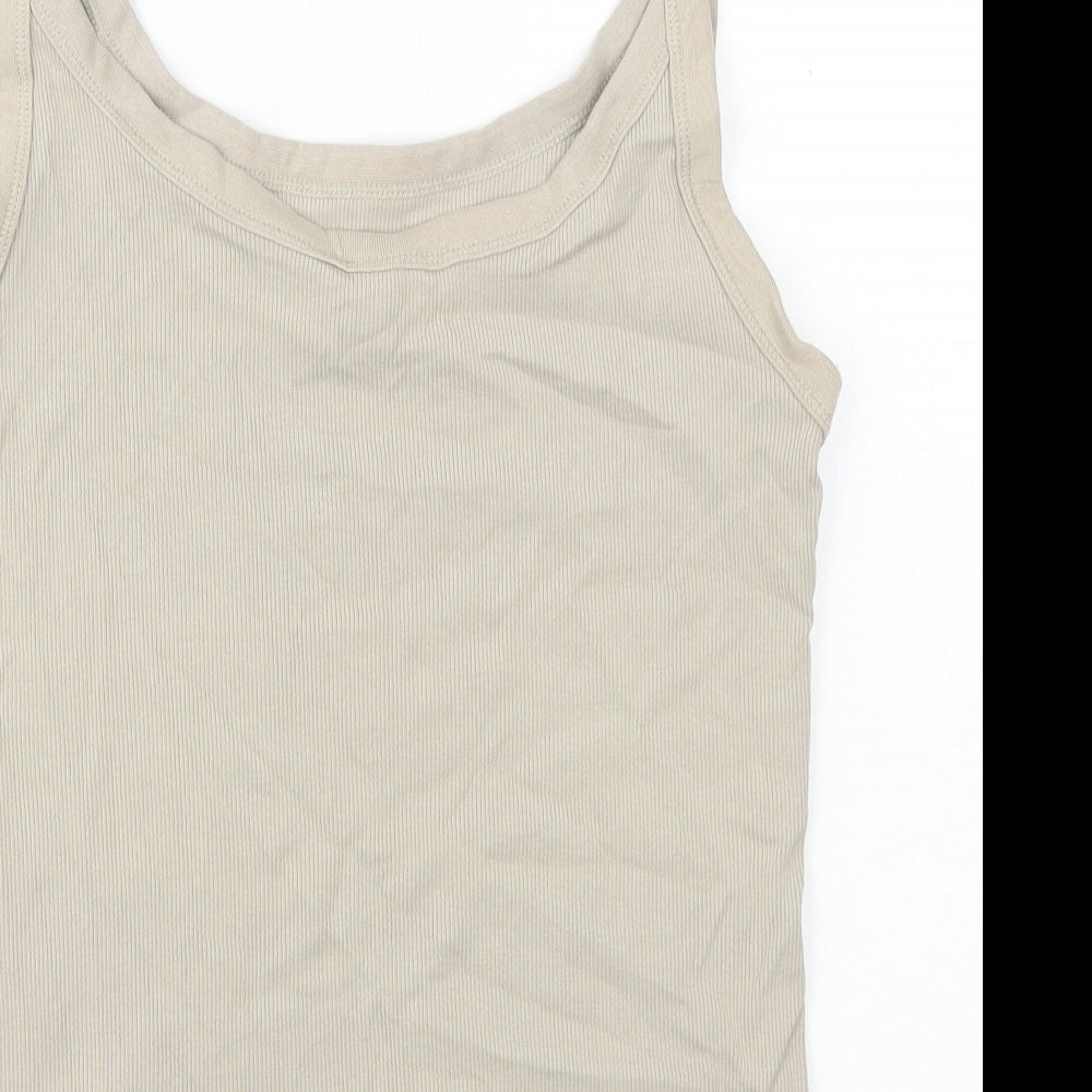 H&M Womens Grey Cotton Camisole Tank Size L Scoop Neck