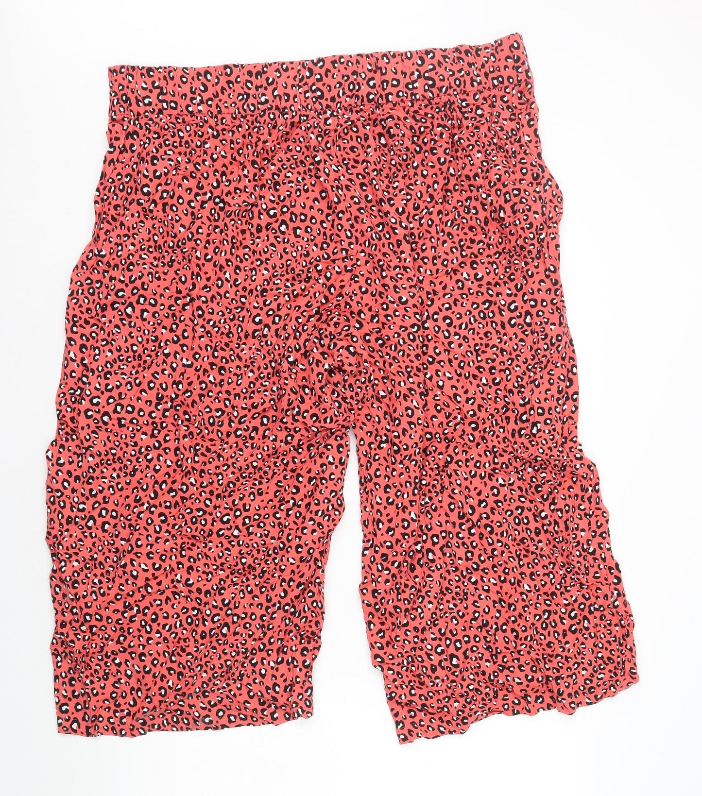 Marks and Spencer Womens Red Animal Print Viscose Capri Trousers Size 22 L20 in Regular