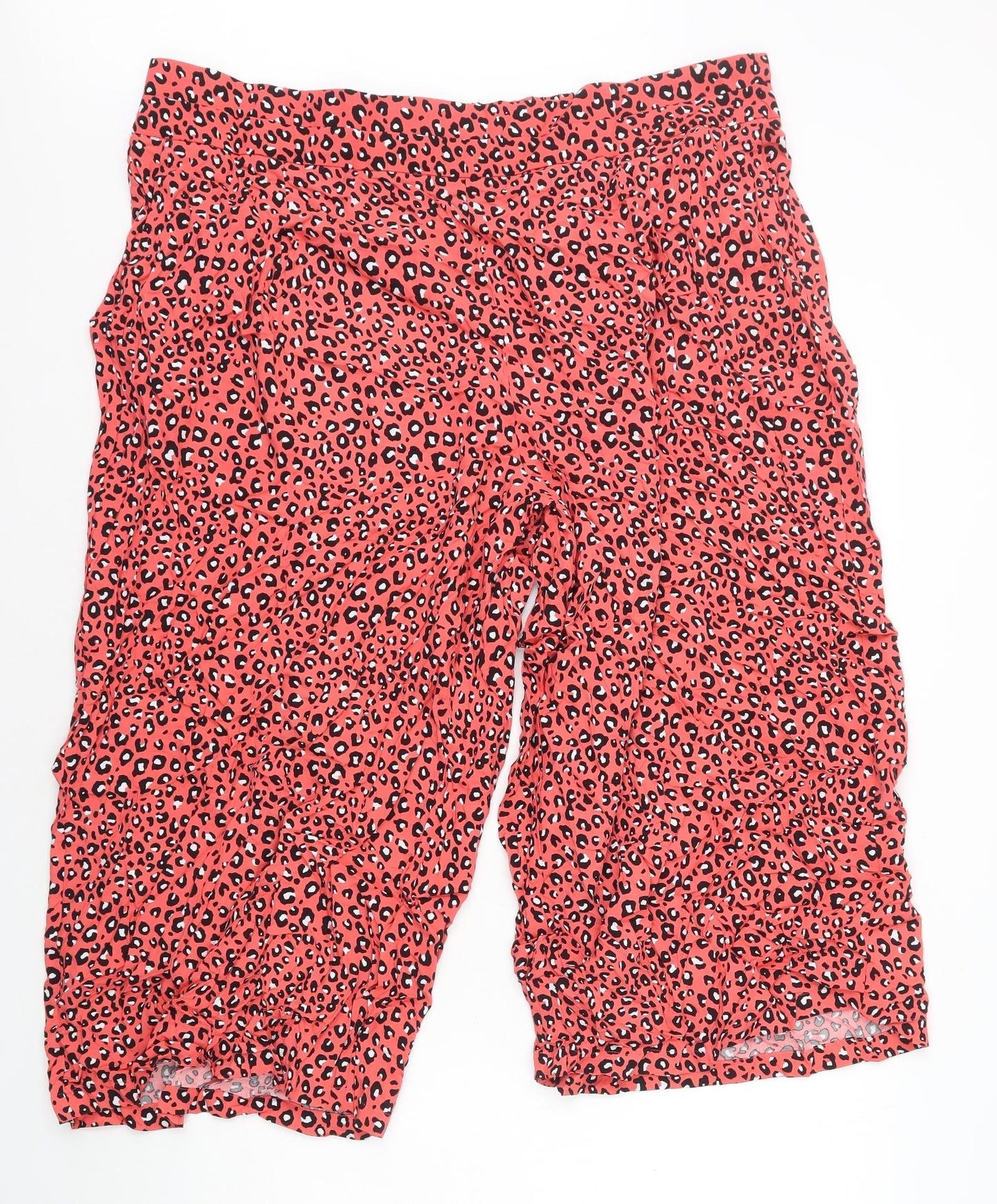 Marks and Spencer Womens Red Animal Print Viscose Capri Trousers Size 22 L20 in Regular