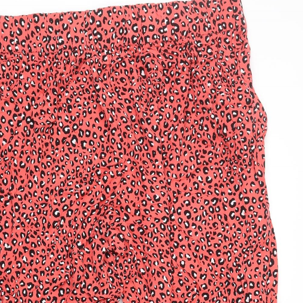 Marks and Spencer Womens Red Animal Print Viscose Capri Trousers Size 22 L20 in Regular