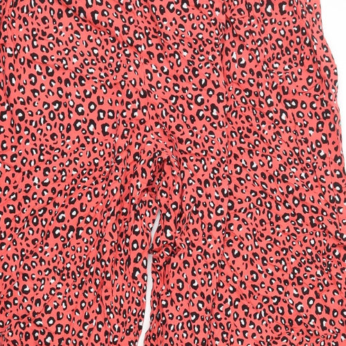 Marks and Spencer Womens Red Animal Print Viscose Capri Trousers Size 22 L20 in Regular