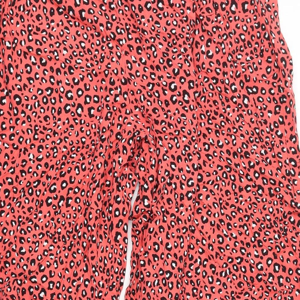 Marks and Spencer Womens Red Animal Print Viscose Capri Trousers Size 22 L20 in Regular