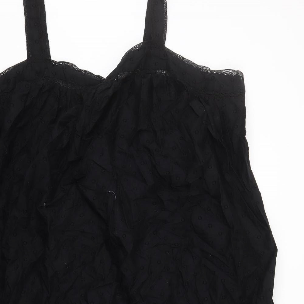 Marks and Spencer Womens Black 100% Cotton Shift Size 26 Square Neck Pullover