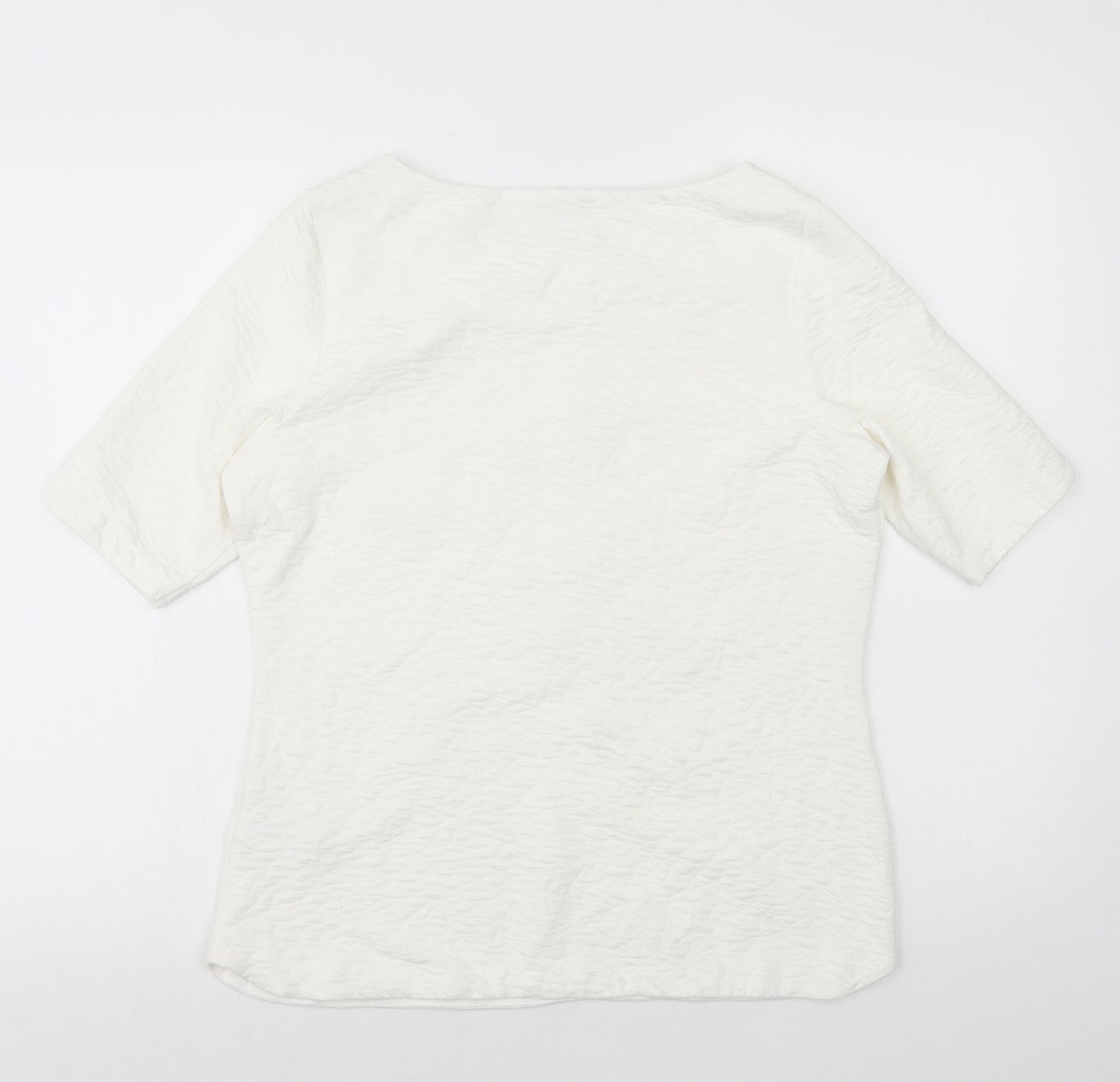 Per Una Womens White Polyester Basic T-Shirt Size 12 Boat Neck