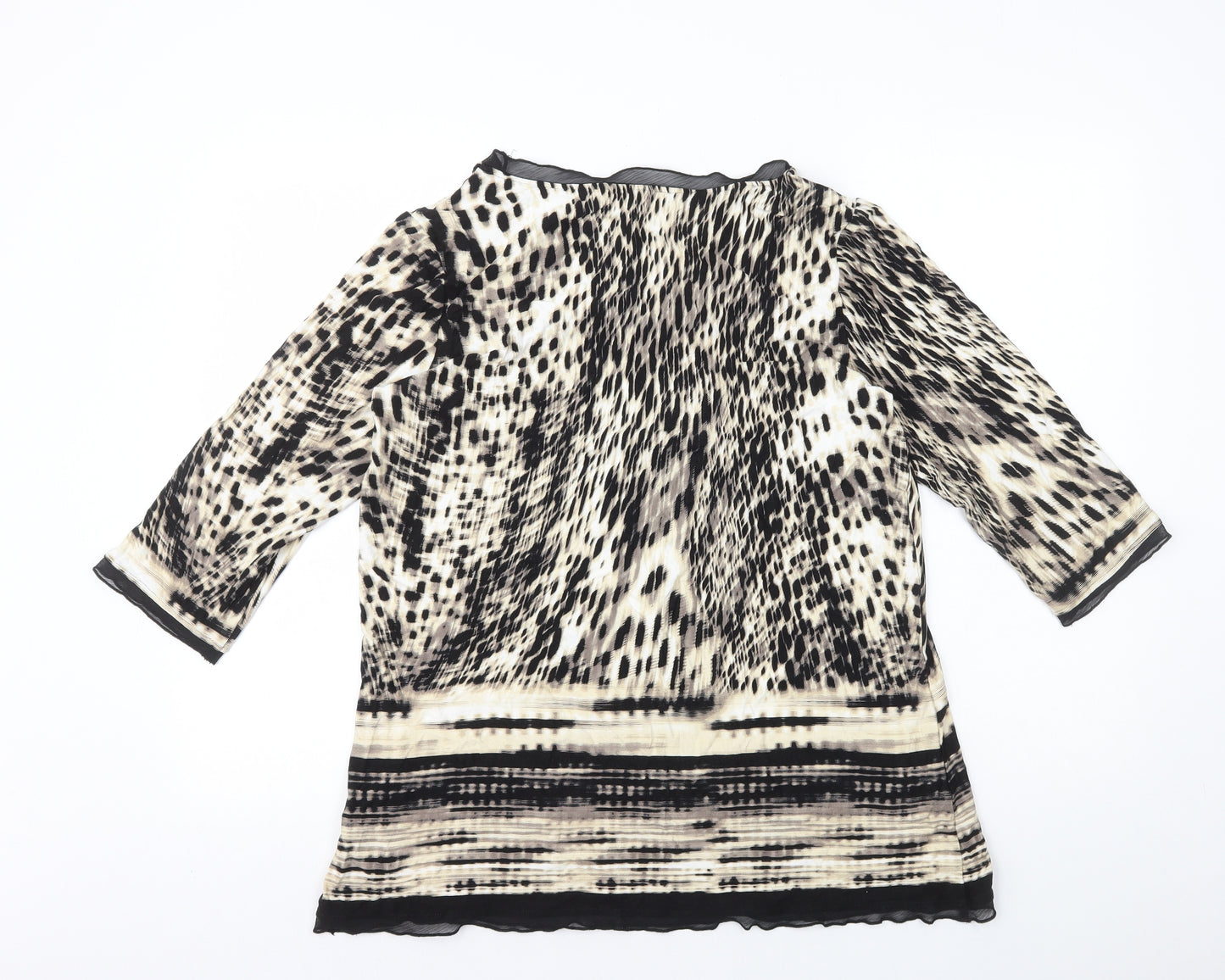 Per Una Womens Multicoloured Geometric Viscose Basic T-Shirt Size 14 Scoop Neck - Mesh Details