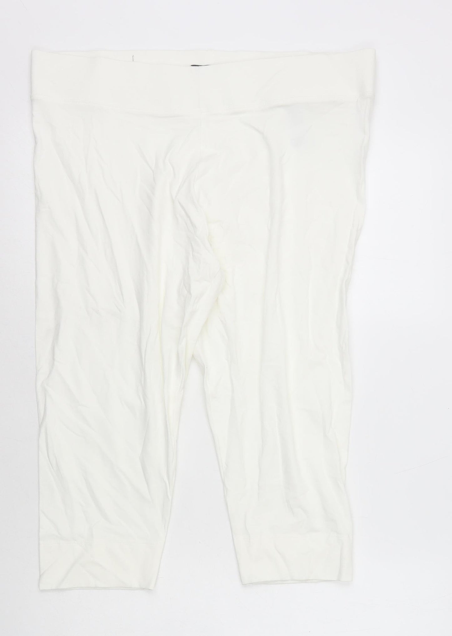 Marks and Spencer Womens White Cotton Capri Leggings Size 18