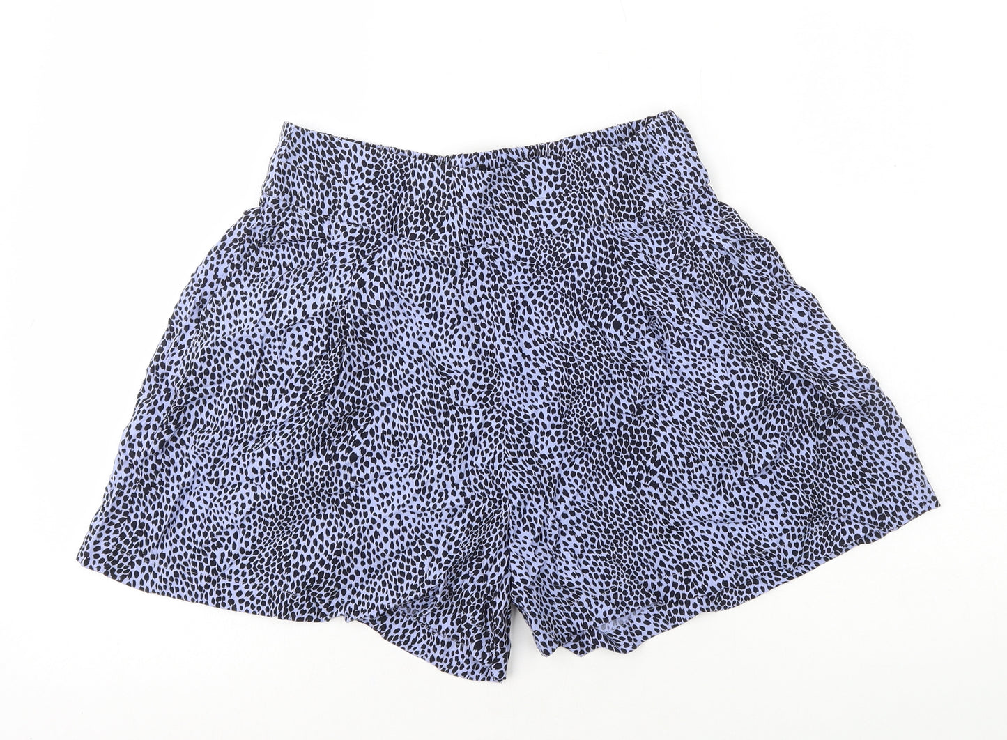 Marks and Spencer Womens Purple Geometric Viscose Sweat Shorts Size 8 Regular