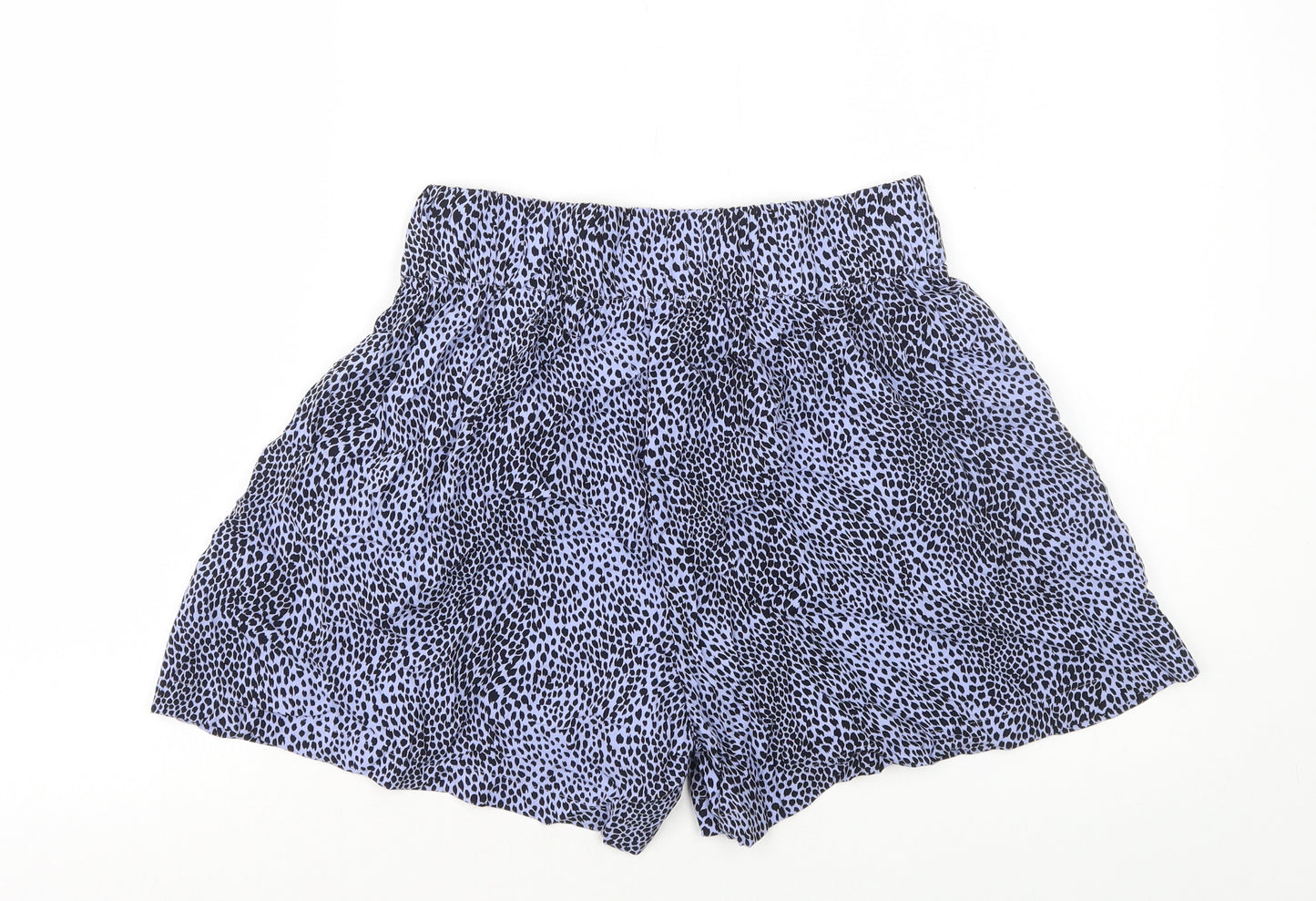 Marks and Spencer Womens Purple Geometric Viscose Sweat Shorts Size 8 Regular