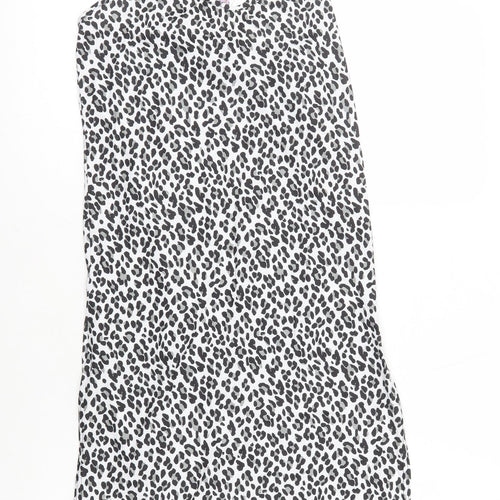 Boohoo Womens White Animal Print Polyester Bodycon Size 10 V-Neck Pullover