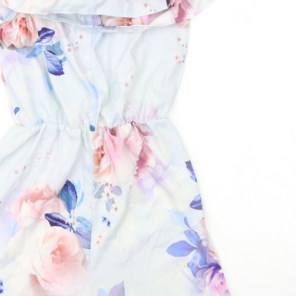 Lipsy Girls Multicoloured Floral Polyester Playsuit One-Piece Size 7-8 Years Pullover