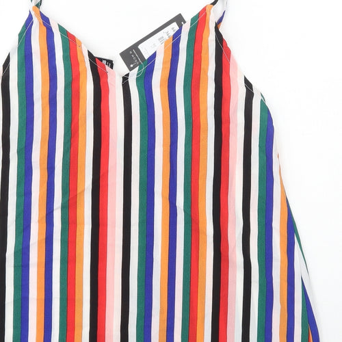New Look Womens Multicoloured Striped Polyester Camisole Tank Size 8 V-Neck