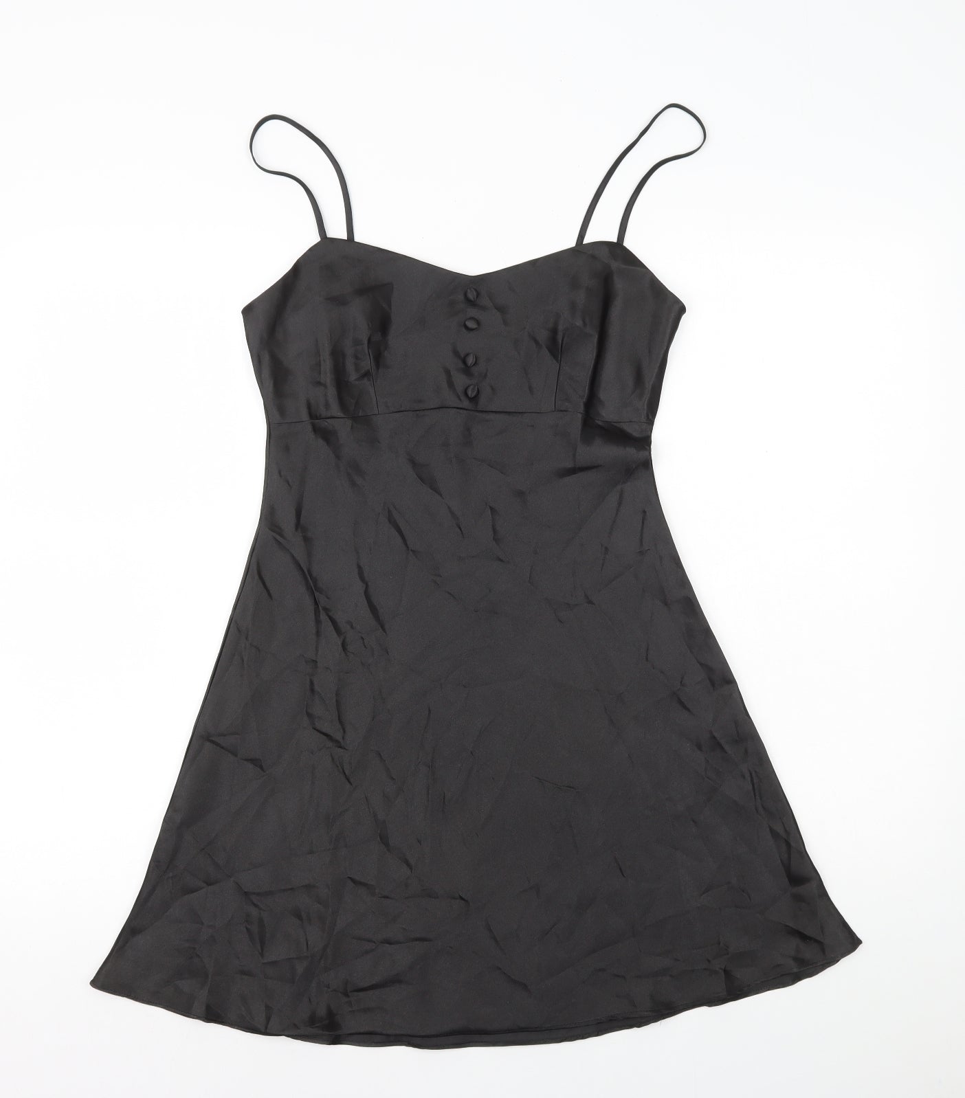 Primark Womens Black Polyester Skater Dress Size 10 V-Neck Pullover