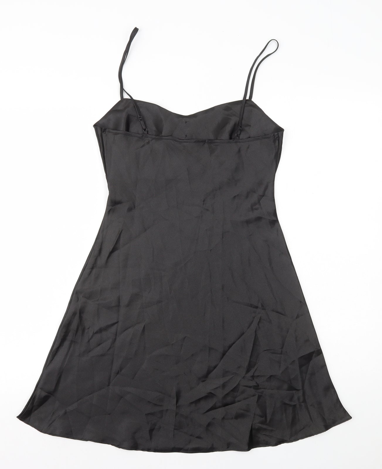 Primark Womens Black Polyester Skater Dress Size 10 V-Neck Pullover