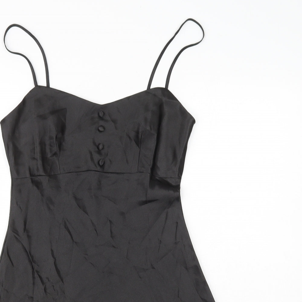Primark Womens Black Polyester Skater Dress Size 10 V-Neck Pullover