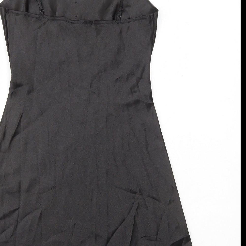 Primark Womens Black Polyester Skater Dress Size 10 V-Neck Pullover