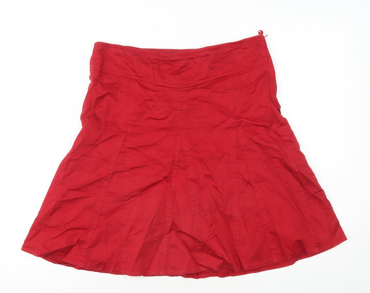 LIVRE Womens Red Cotton Pleated Skirt Size 10 Zip