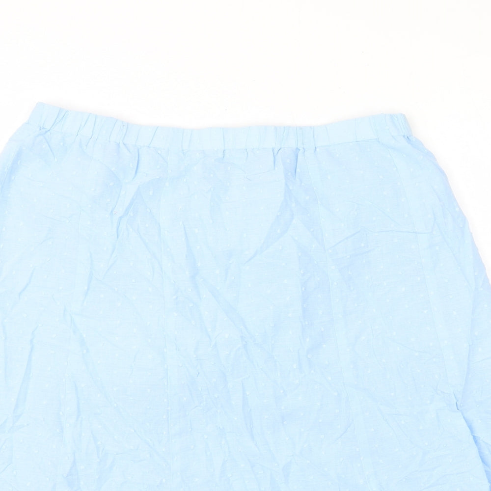 Susan Graver Womens Blue Cotton A-Line Skirt Size L Zip