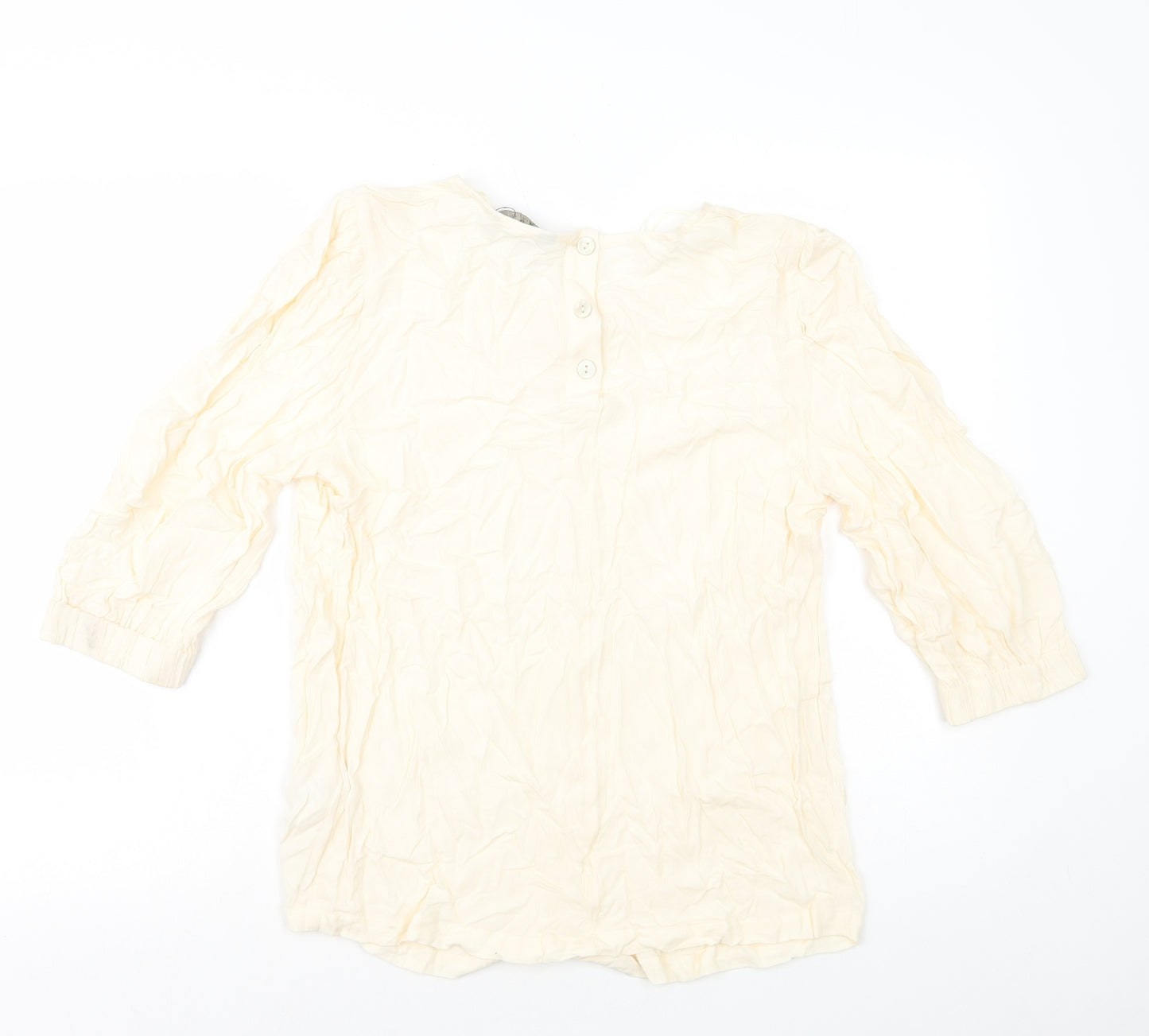 Marks and Spencer Womens Ivory Viscose Basic Blouse Size 12 Round Neck