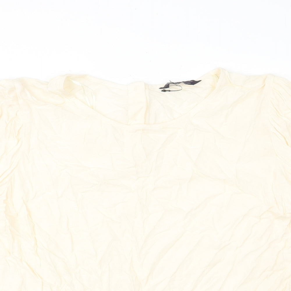 Marks and Spencer Womens Ivory Viscose Basic Blouse Size 12 Round Neck