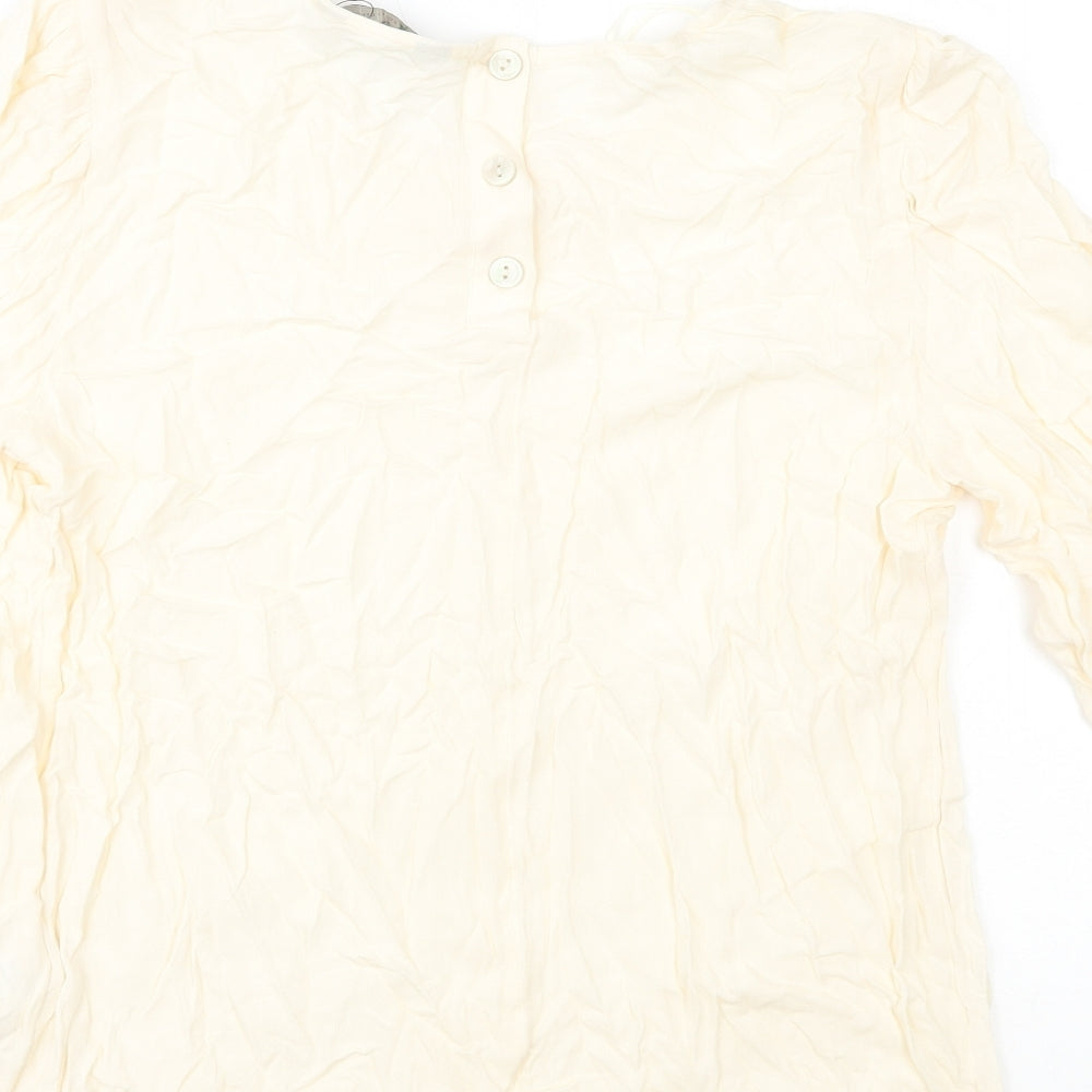 Marks and Spencer Womens Ivory Viscose Basic Blouse Size 12 Round Neck