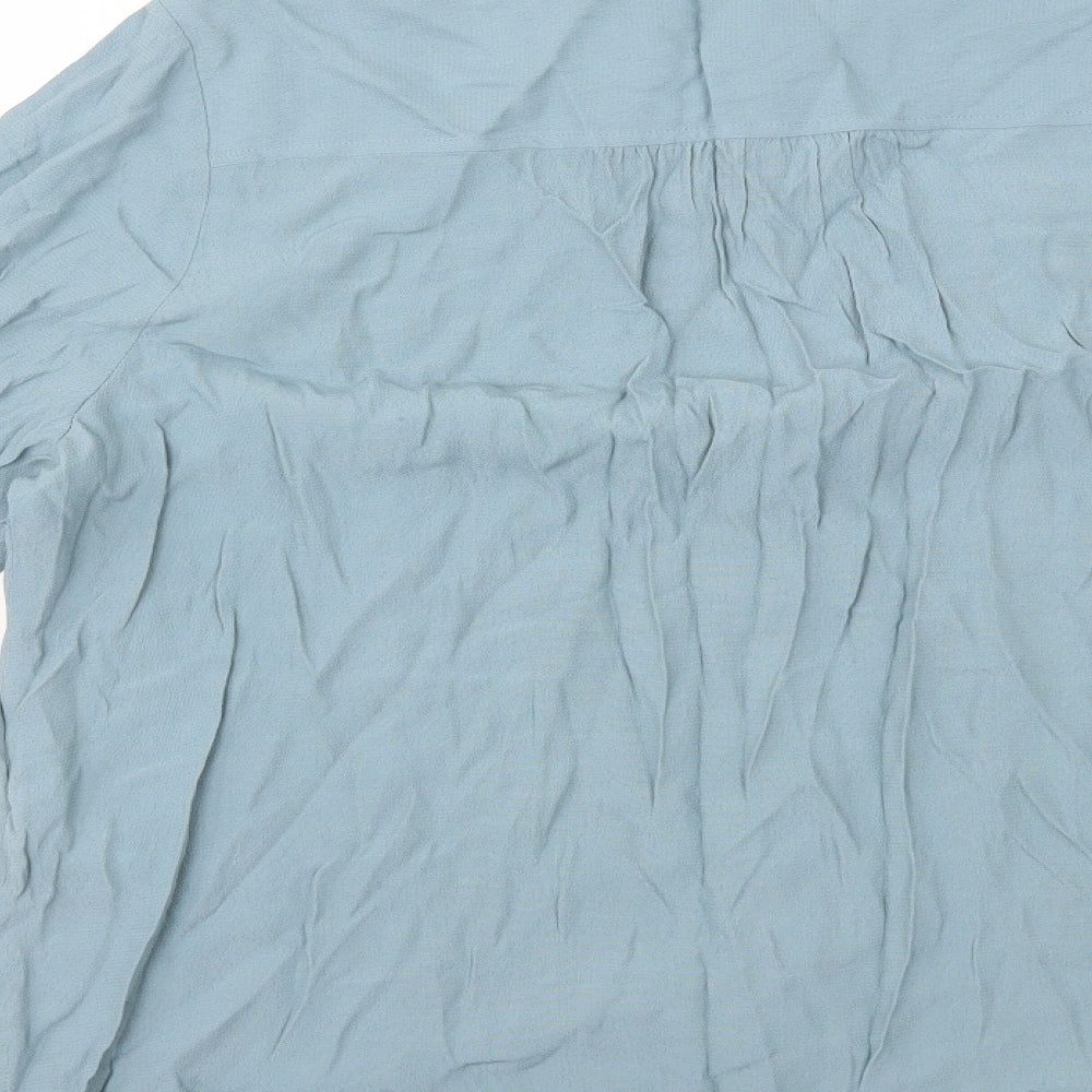 Marks and Spencer Womens Blue Viscose Basic Button-Up Size 18 Collared
