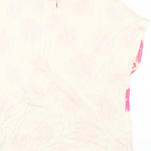 Marks and Spencer Womens Pink Floral Polyester Basic T-Shirt Size 10 Round Neck