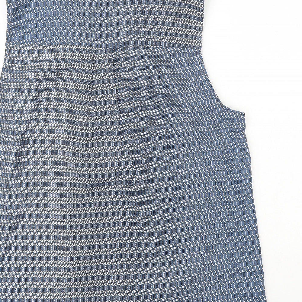 H&M Womens Blue Geometric Viscose Basic Tank Size 10 V-Neck